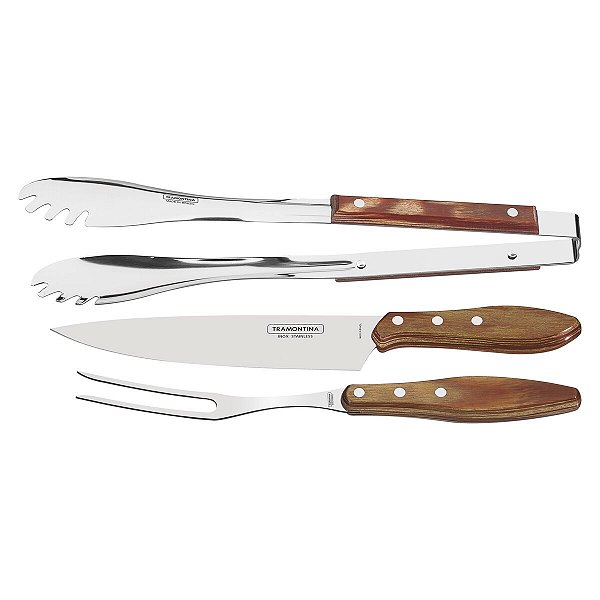 Garfo Faca Pegador Jogo Churrasco Polywood Tramonti 21198461