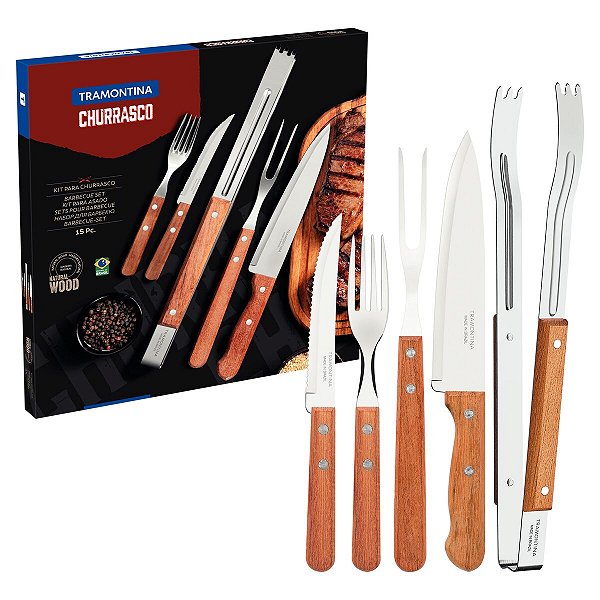 Garfo Faca Talher Churrasco Inox Pampa Tramontina 22399028