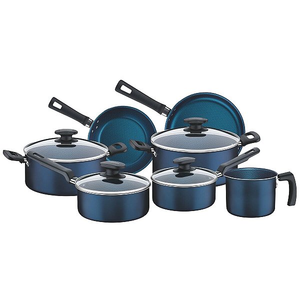 Jogo Panelas Aluminio 7Pçs Bergamo Azu Tramontina 20399183