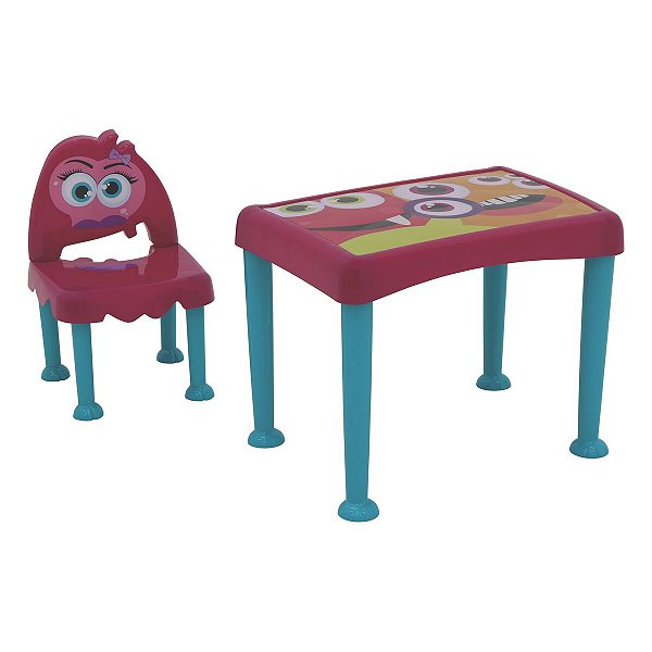 Mesa Cadeira Infantil Kids Monster Rosa Tramontina 92485670