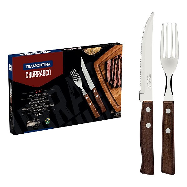 Jg Talheres Churrasco Cabo Madeira 12Pçs Tramontina 22299002