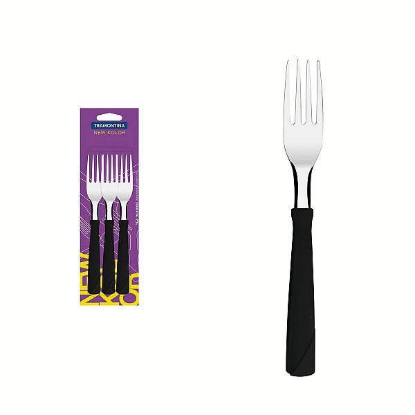 Conjunto Garfos Mesa New Kolor Inox Preto 3 Peças 23162300