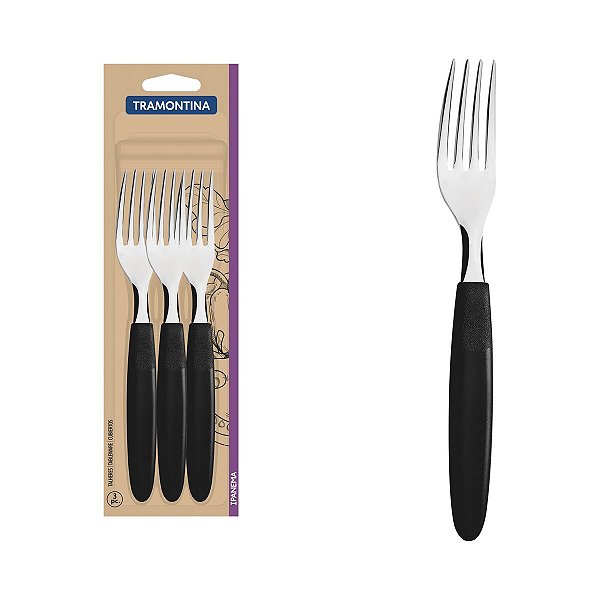 Conjunto Garfos Mesa Ipanema Inox Preto 3 Peças 23362300