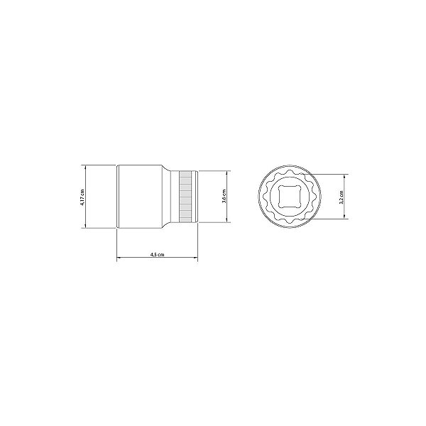 Soquete Estriado 1/2 32 Mm Tramontina 43601132