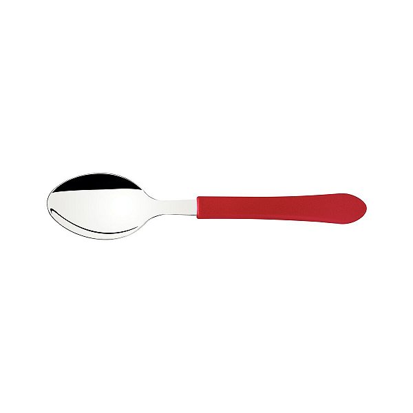 Colher Para Sobremesa Leme Com Lâmina Inox Vermelho 23186470