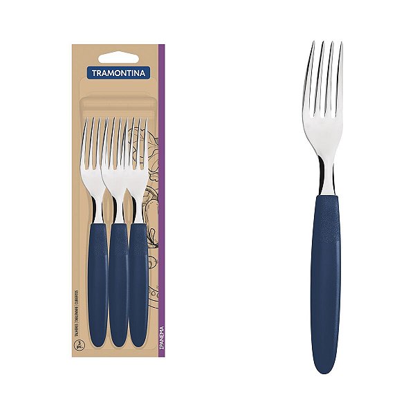 Conjunto Garfos Mesa Ipanema Inox Azul 3 Peças 23362310