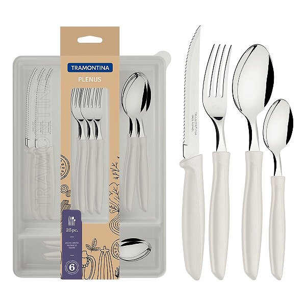 Faqueiro Com Gaveteiro 25 Peças Plenus Branco 23498330