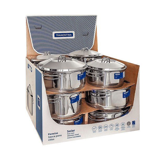 12 Panela Aco Inox Solar Tramontina 65510830