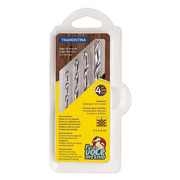 Jogo De Brocas Para Concreto 4 Peças Tramontina 43408510