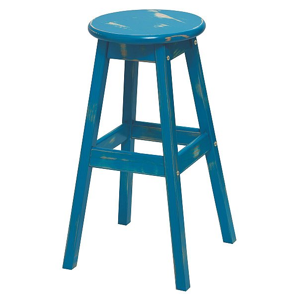 Banqueta Madeira Alto Rustico Azul 91412172