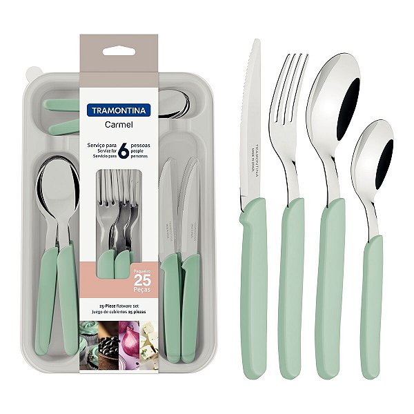 Faqueiro Inox 25Pc Carmel Turquesa/Clar Tramontina 23499045