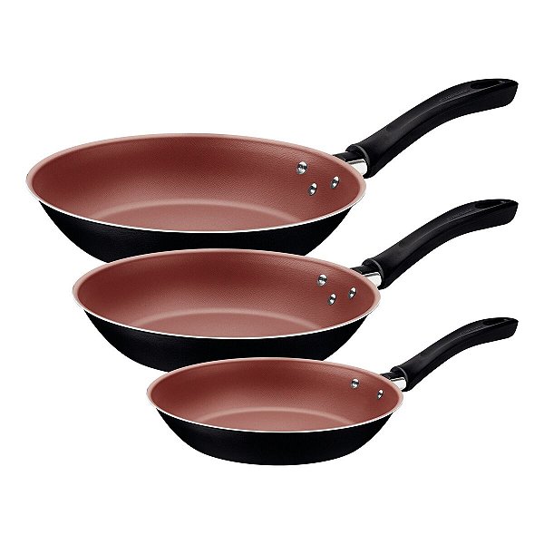 Jogo Frigideira Aluminio 3Pc Caribe Preto Tramontin 20297009