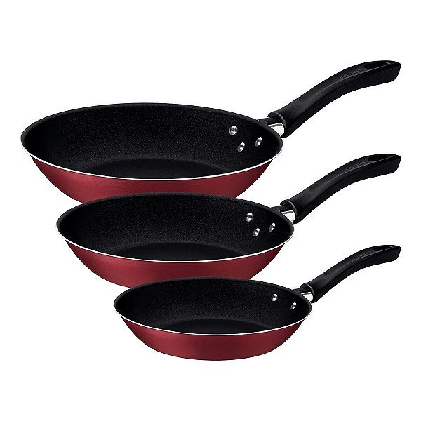 Jogo Frigideira Aluminio 3Pc Caribe Vermelho Tramon 20297509