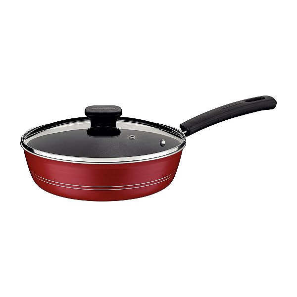 Frigideira Funda Tampa 24Cm Sicilia Vermelho Tramon 20406724