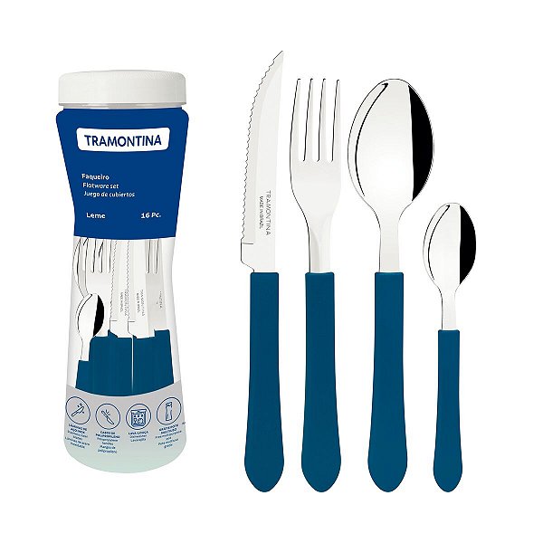 Faqueiro Inox 16Pc Leme Azul Tramontina 23198917