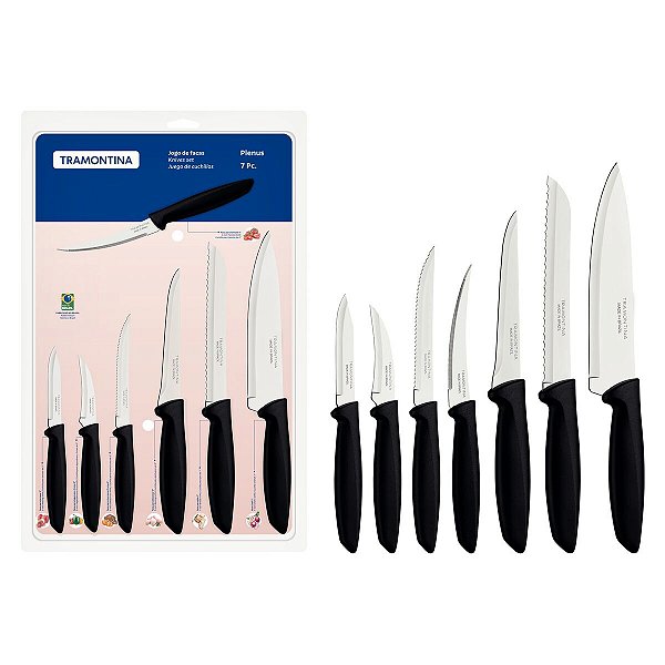Jogo Facas Inox 7Pc Plenus Preto Tramontina 23498066