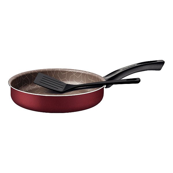 Frigideira Reta 24Cm Espátula Paris Vermelho Tramon 28504724