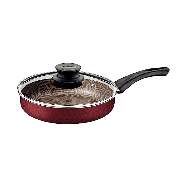 Frigideira Reta 22Cm C/ Tampa Paris Vermelho Tramon 28505722