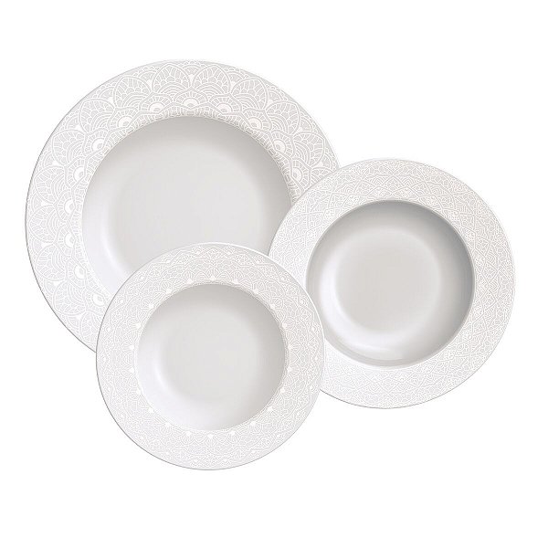 Jogo Pratos 18 Pcs Alicia Porcelana Tramontina 96011286