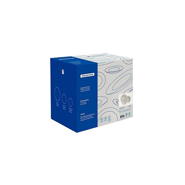 Jogo Pratos 18 Pcs Travertino Porcelana Tramontina 96589004