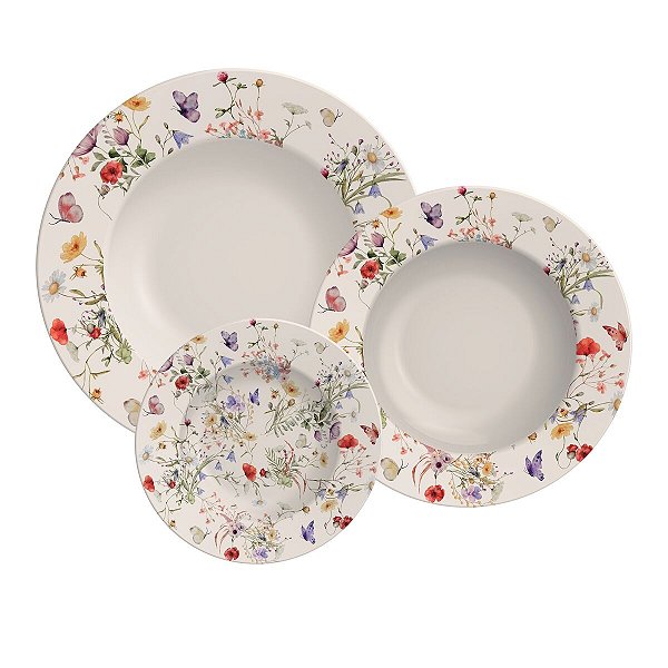 Jogo Pratos 12 Pcs Ana Clara Porcelana Tramontina 96589009