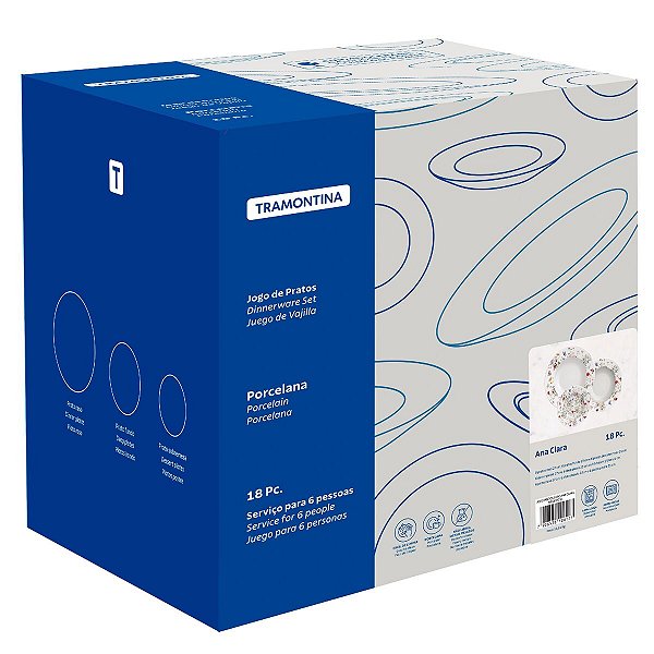 Jogo Pratos 18 Pcs Ana Clara Porcelana Tramontina 96589011