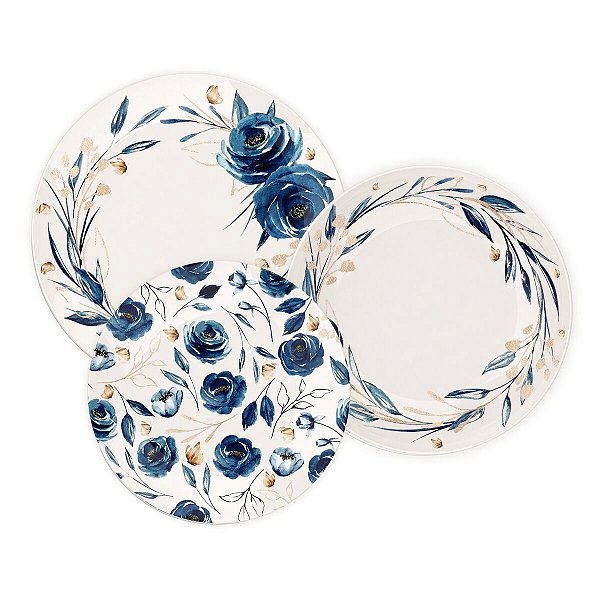 Jogo Pratos 12 Pcs Ana Flor Ho Porcelana Tramontina 96589013