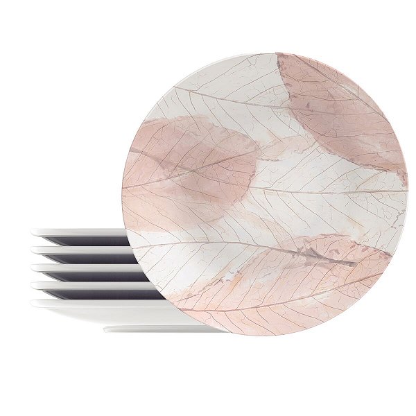 Kit Prato Raso 28Cm 6Pcs Rose Porcelana Tramontina 96950031