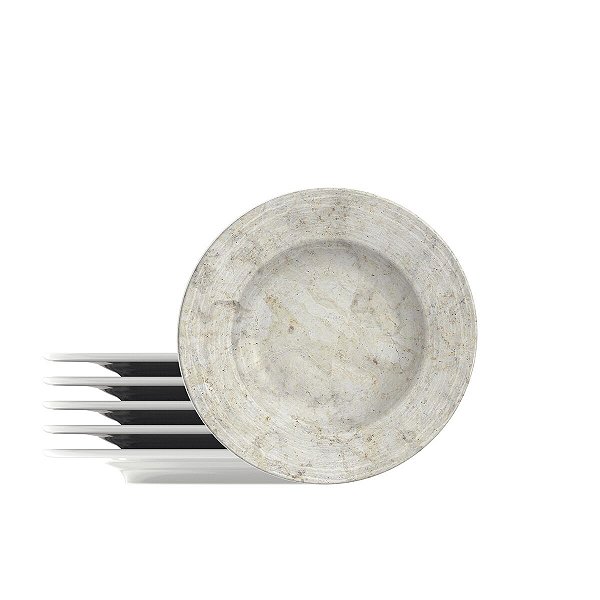 Kit Prato Sobremesa 21Cm 6Pcs Travertino Tramontina 96950035