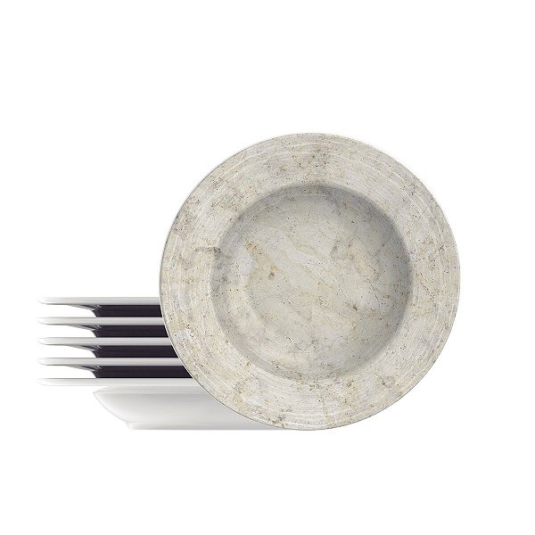Kit Prato Fundo 23Cm 6Pcs Travertino Tramontina 96950036