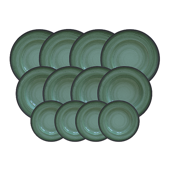 Jogo Pratos 12 Pcs Rustico Verde Tramontina 96989001