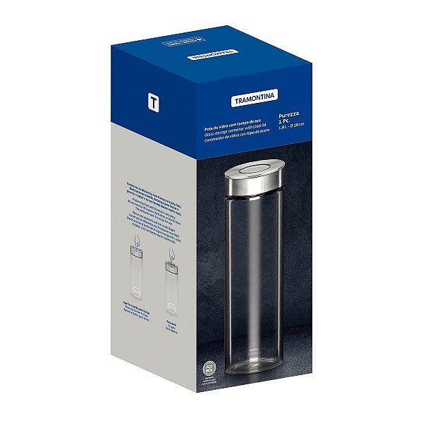 Pote Vidro Tampa Aco Inox 1,8L Purezza Tramontina 61227050