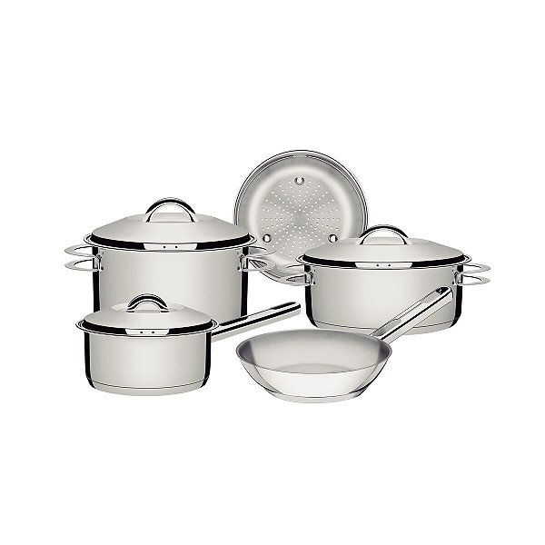 Jogo Panelas Aco Inox 5Pcs Solar Tramontina 65510780