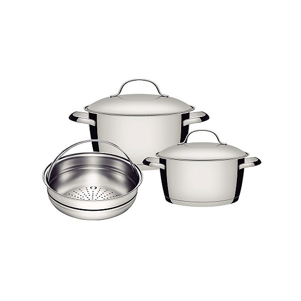 Jogo Panelas Aco Inox 3Pcs Allegra Tramontina 65660260
