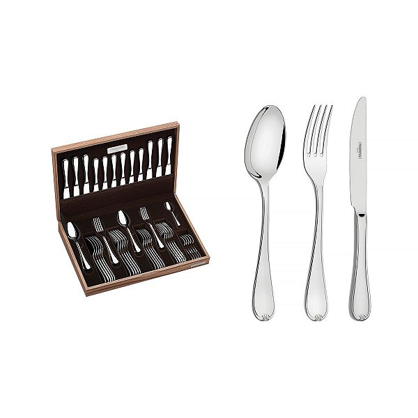 Faqueiro Aco Inox 42Pcs C/Estojo Vicenza Tramontina 66924203