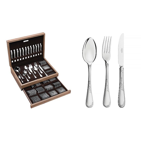 Faqueiro Inox 130Pcs C/Estojo Renascença Tramontina 66929225