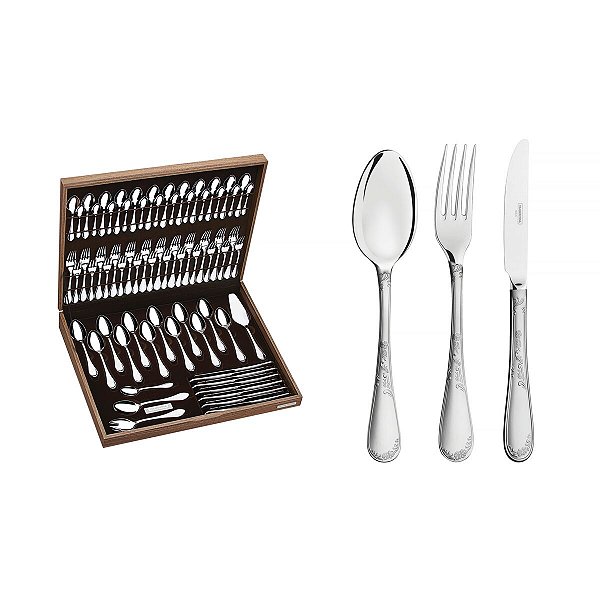 Faqueiro Inox 76Pcs C/Estojo Renascença Tramontina 66929300