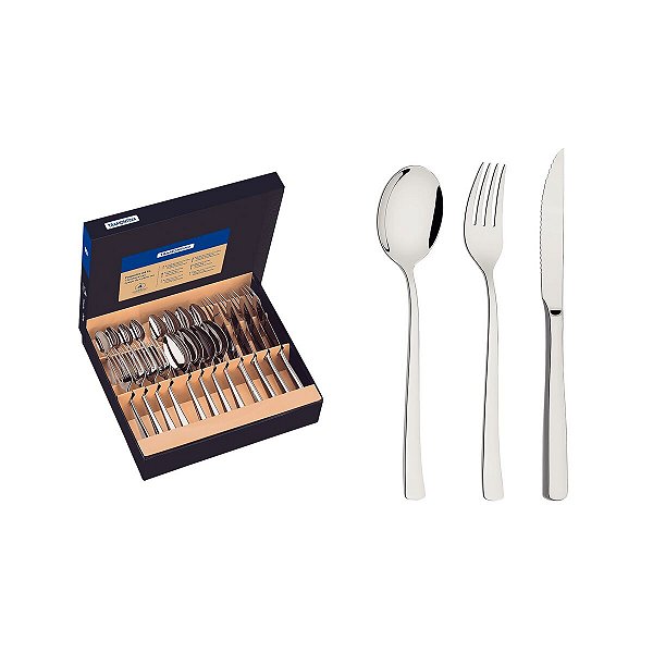 Faqueiro Aco Inox 24Pcs Berlin Brilho Tramontina 66934124
