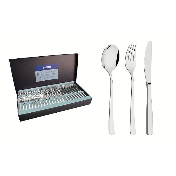 Faqueiro Aco Inox 48Pcs Berlin Brilho Tramontina 66934140