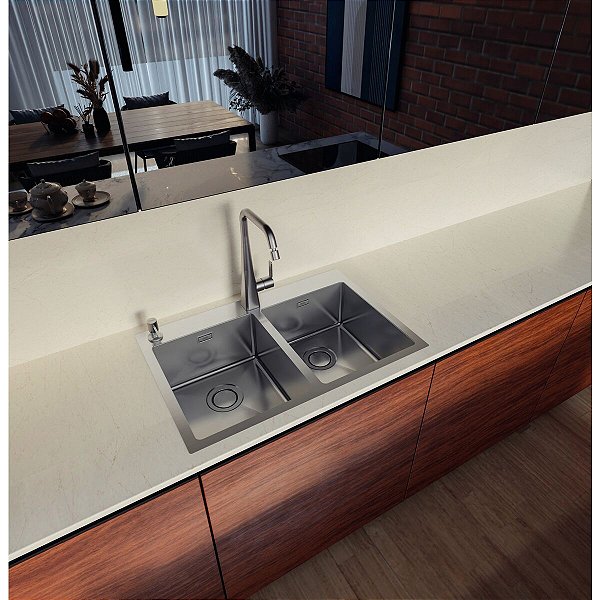 Cuba Sobrepor Inox Quadrum 77X51 2C Tramontina 93914123