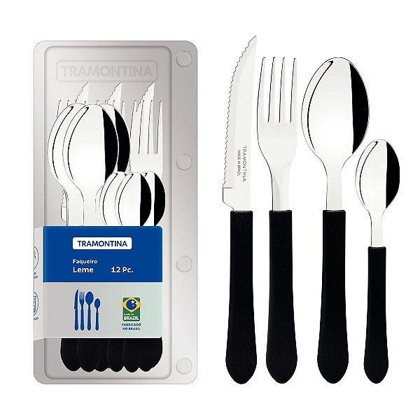 Faqueiro Inox 12Pc Leme Preto Tramontina 23198015