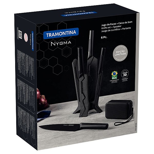 Jogo Facas Inox 6Pc Nygma Preto Tramontina 23699082