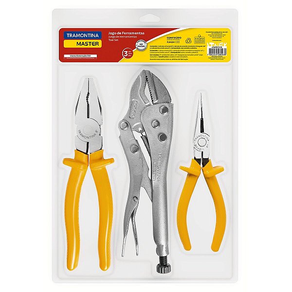 Kit Ferramentas Alicate Pressão 3 Pcs Tramontina 43409110