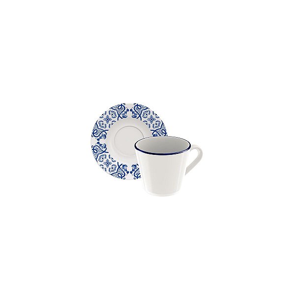Conj Xicara Pires Cha Algarve Porcelana Tramontina 96580031