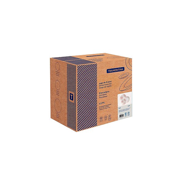 Jogo De Pratos 12 Pcs Rose Porcelana Tramontina 96589002