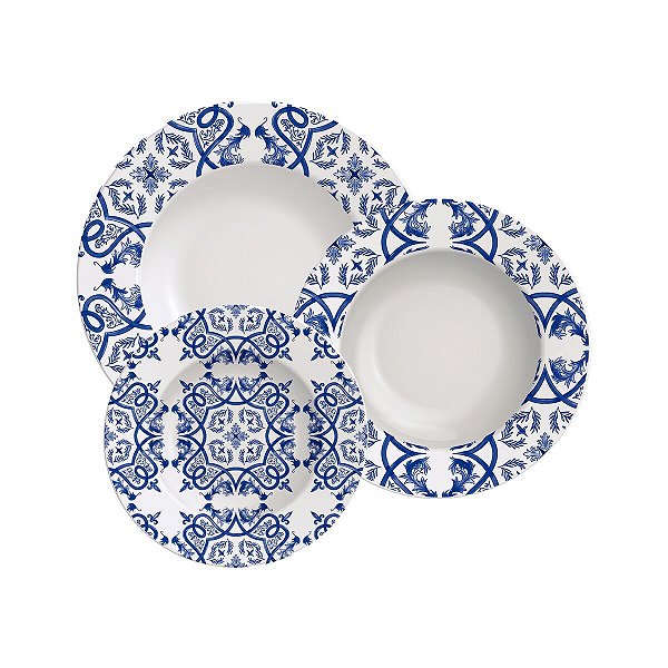 Jogo De Pratos 12 Pcs Algarve Porcelana Tramontina 96589020