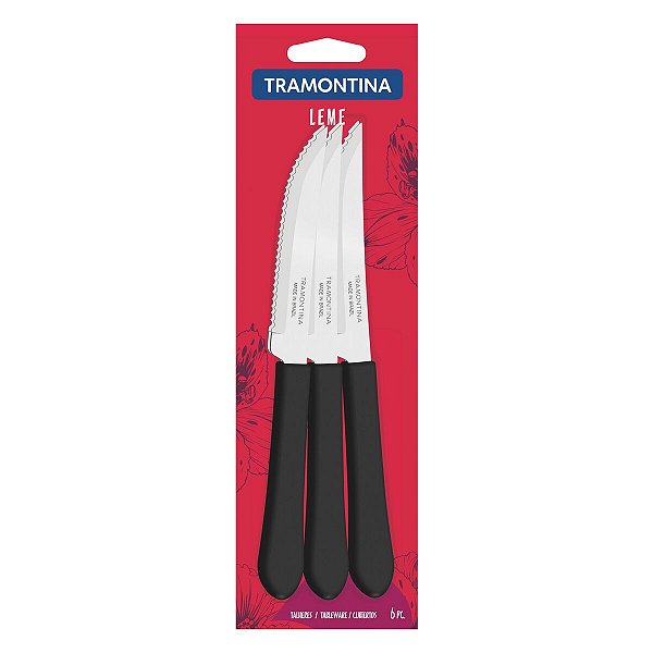 Facas Churrasco Inox 6Pc Leme Preto Tramontina 23180604