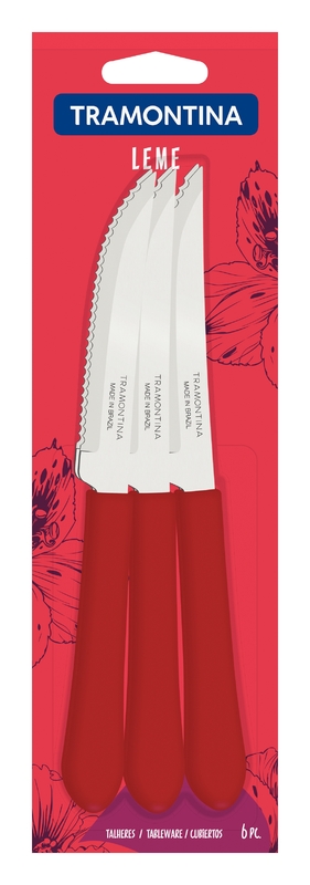 Facas Churrasco Inox 6Pc Leme Vermelho Tramontina 23180674