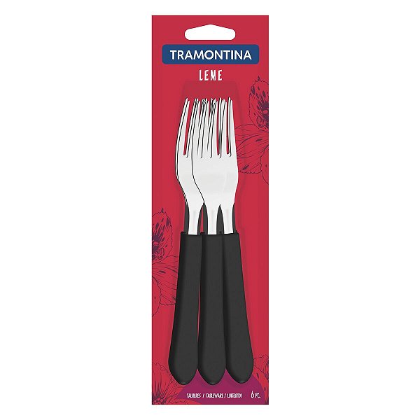 Garfos Mesa Inox 6Pc Leme Preto Tramontina 23182600