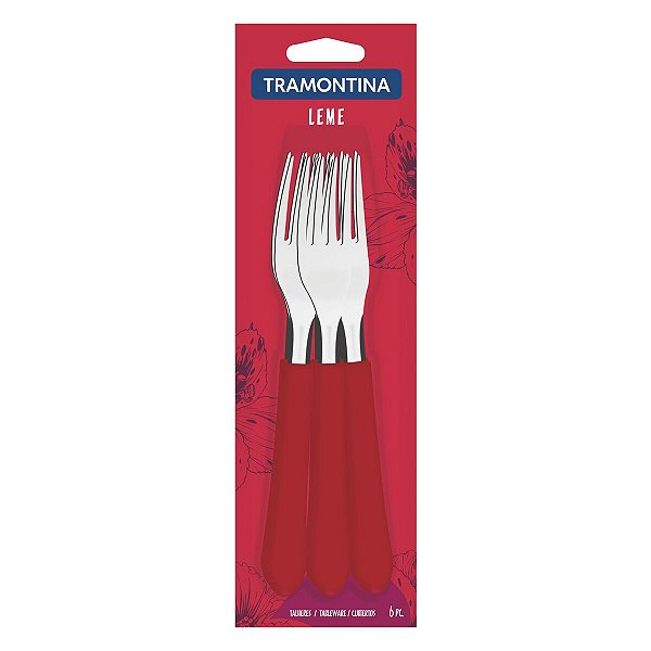 Garfos Mesa Inox 6Pc Leme Vermelho Tramontina 23182670
